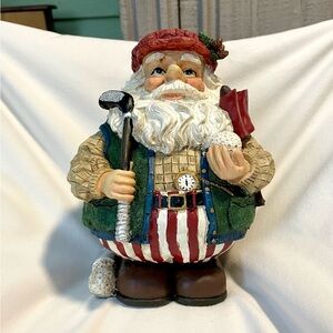 *VINTAGE* Pudgy Golfing 8” SANTA Figurine - Christmas Chubby Golf Collectible